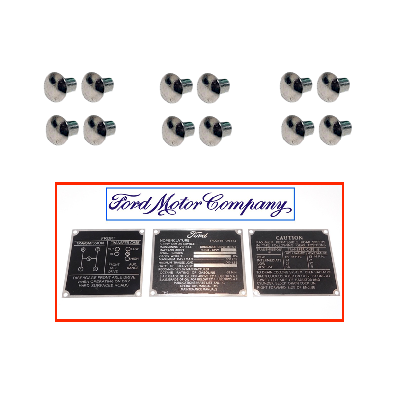 Kit de rivets fixation plaques DATA - FORD GPW