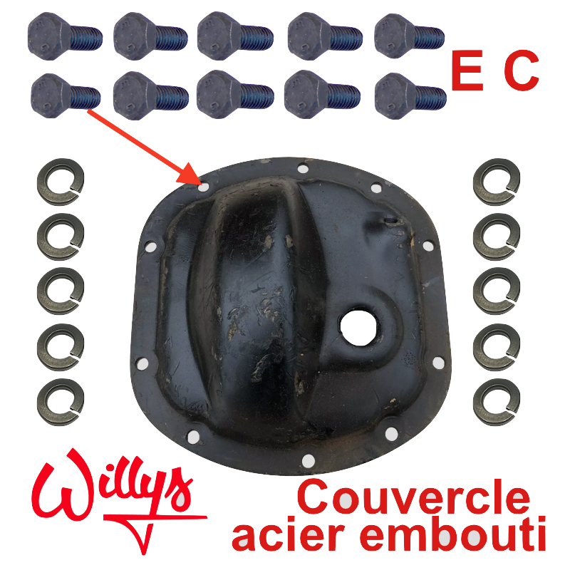 Set vis fixation couvercle carter pont AV / AR - Couvercle embouti