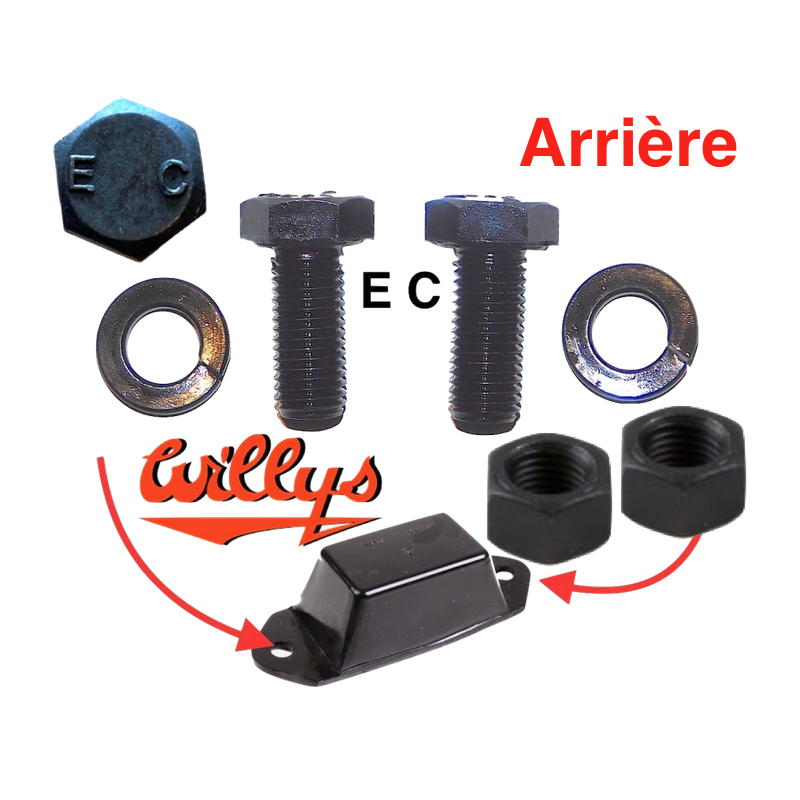 Jeu 2 boulons UNF fixation tampon châssis arrière - WILLYS