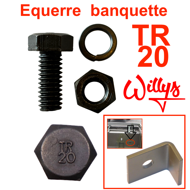 Boulon fixation équerre maintien banquette -TR20 - Willys