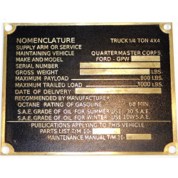 Jeu plaques identification laiton - Early Ford